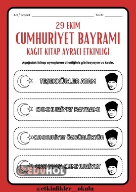 29 EKİM KİTAP AYRACI