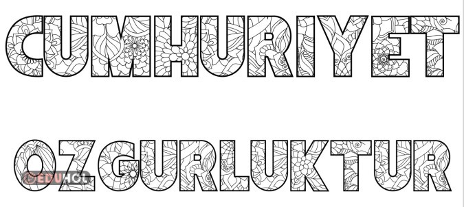 Cumhuriyet Bayramı Mandala Boyama Sayfaları