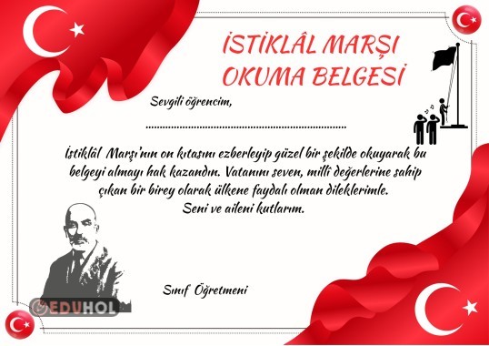 İSTİKLÂL MARŞI OKUMA BELGESİ