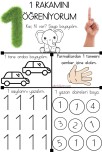 1 Rakamı Çalışma sayfası