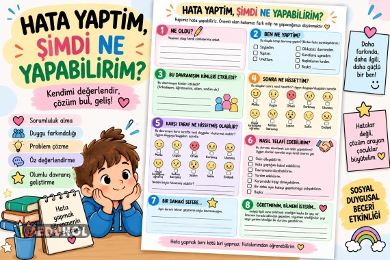 Hata Anlayıp Telafi Etme İçin Değerlendirme Sayfası - Her Sınıfa Uygun