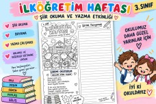 İlköğretim Haftası 2-3-4. Sınıfa Uygun Boyama ve Şiir Yazma
