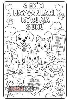 4 Ekim Hayvanları Koruma Günü Boyama Sayfası
