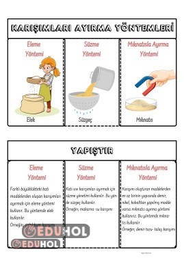 Karışımları Ayırma Yöntemleri İnteraktif Defter Çalışması renkli