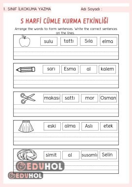 S harfi cümle kurma çalışması