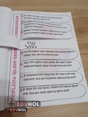 Toplama İşlemi Gerektiren Problemler interaktif defter çalışması