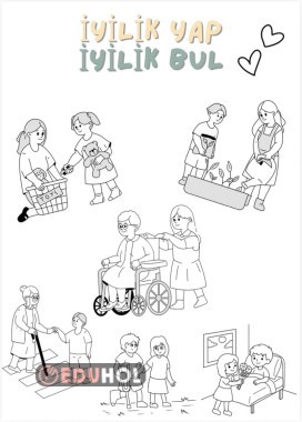 “İyilik Yap İyilik Bul” Metni Boyama Sayfası