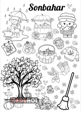 Sonbahar Temalı Boyama Sayfası