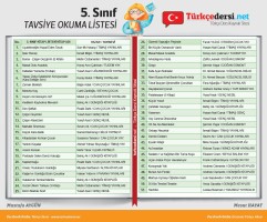 5. Sınıf Tavsiye Okuma Listesi