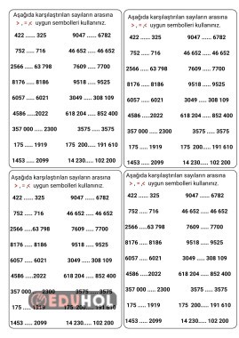 4. SINIF DOĞAL SAYILARI KARŞILAŞTIRMA