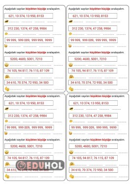 4. SINIF DOĞAL SAYILARI SIRALAMA