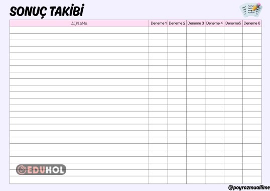 Sınav sonuç takip çizelgesi