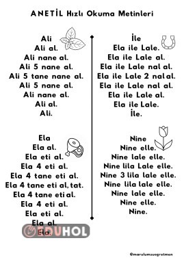 ANETİL Hızlı Okuma Metinleri