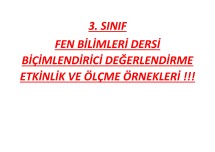 3.Sınıf Fen Elektrik Kaynakları Çoklu Değerlendirme