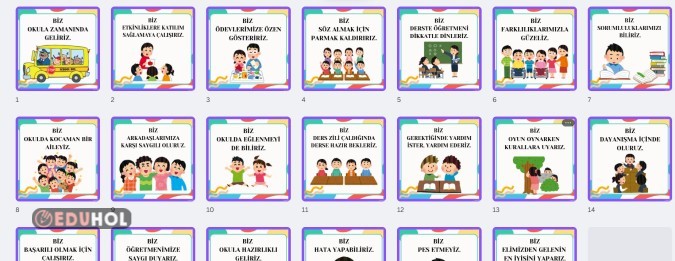 OKUL KURALLARI KARTLARI PANO