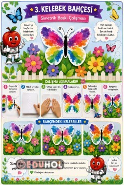 🦋🌸 3. Kelebek Bahçesi – Simetrik Baskı Çalışması 🎨✨