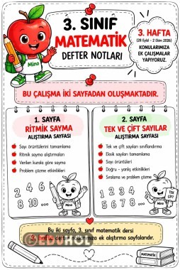 📚 3. Sınıf Matematik Defter Notları – 3. Hafta Ek Çalışmalarımız!