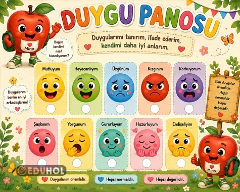 😊🍎 Mino Duygu Panosu – Duygularımı Tanıyorum! 💛