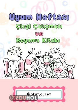 Uyum haftası çizgi ve boyama kitabı