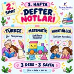 2. Sınıf 3. Hafta Defter Notları | Türkçe, Matematik ve Hayat Bilgisi