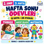 2. Sınıf 3. Hafta HaftaSonu Ödevleri | Türkçe, Hayat Bilgisi ve Matematik