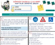 2. Sınıf Haftalık Deneme Sınavı-Mart 2. Hafta