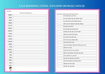 4,5,6 BASAMAKLI DOĞAL SAYILARI OKUMA-YAZMA