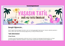 KARNE İÇİNE KOYACAK YAZ TATİLİ ÖNERİLERİ MEKTUBU