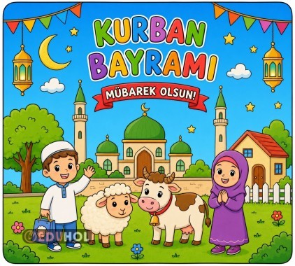 Kurban bayramu Boyama çalışması tek A4