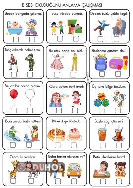 B kısa cümle okuduğunu anlama