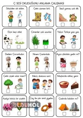 Ç kısa cümlelerle okuduğunu anlama