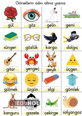 G SESİ 20 KELİMELİK GÖRSEL DİKTE ÇALIŞMASI