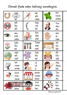 L SESİ DOĞRU KELİMEYİ SEÇME