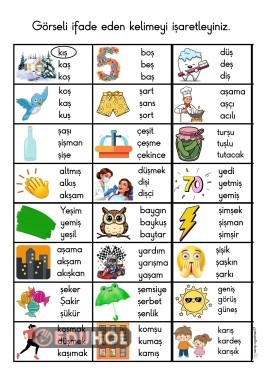 Ş görsele uygun kelimeyi işaretleme etkinliği