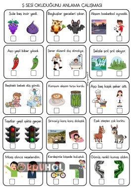 Ş harfi kısa okuduğunu anlama-görsel işaretleme