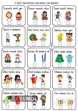 S KISA CÜMLE OKUDUĞUNU ANLAMA