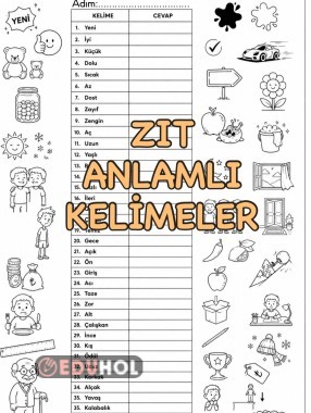 ZIT ANLAMLI KELİMELER SINAVI-boyama