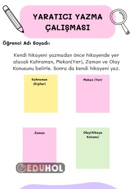 Yaratıcı Yazma Çalışması Hikaye Yazma