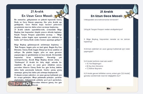 21 Aralık Okuduğunu Anlama Metni ve Soruları
