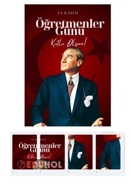 35X50CM ATATÜRK POSTER 24 KASIM- 4 PARÇA A4 BOY-YAZICIDAN ÇIKARTILABİLİR.