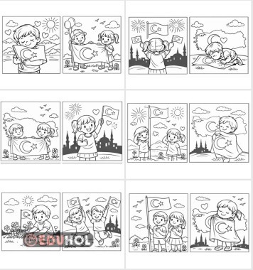 Bayrak Sevgisi Boyama Sayfaları