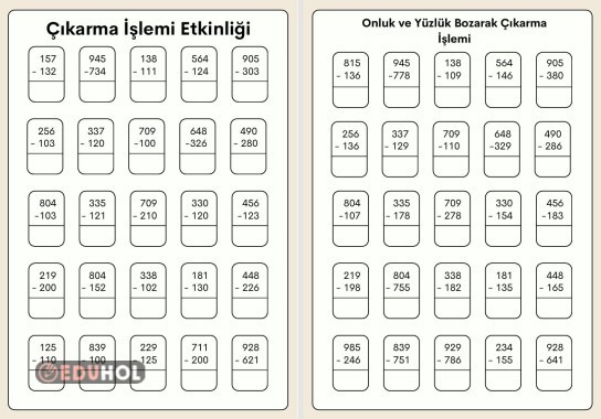 Çıkarma İşlemi Etkinliği