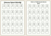 Çıkarma İşlemi Etkinliği