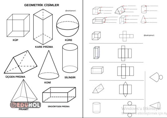 3. SINIF GEOMETRİK ŞEKİLLER VE CİSİMLER DEFTERE YAPIŞTIRMA  ETKİNLİĞİ