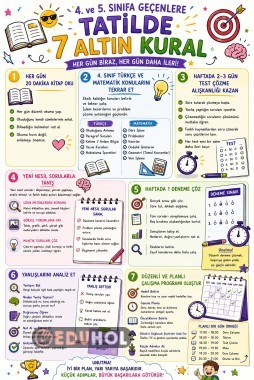 4. Ve 5. Sınıfa Geçenler İçin Tatilde Yapılacaklar