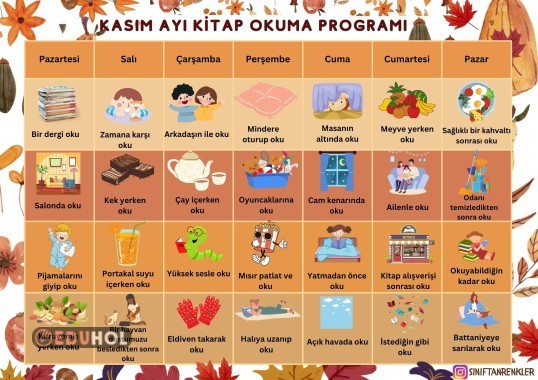 Kasım Ayı Kitap Okuma Programı