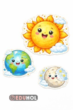 Gök Cisimleri deftere yapıştırma görseli