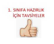 1. SINIFA HAZIRLIK İÇİN TAVSİYELER