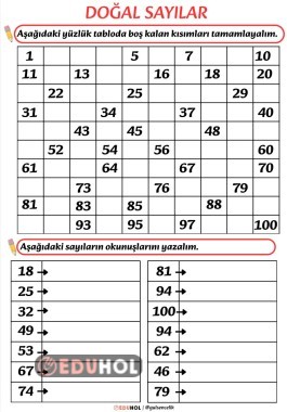 DOĞAL SAYILAR ETKİNLİK