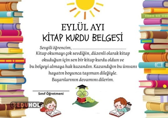 EYLÜL AYI KİTAP KURDU BELGESİ